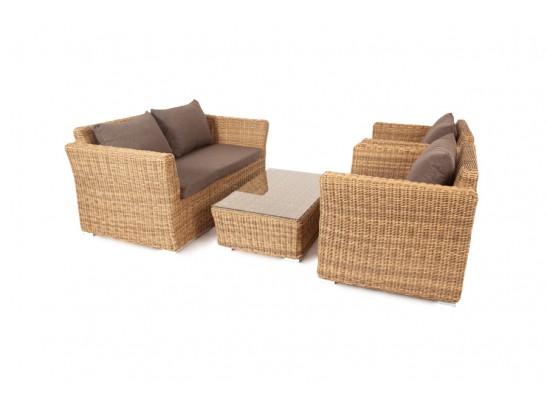 "Капучино Сингл" лаунж-зона из искусственного ротанга, цвет соломенный в Каменске-Уральском