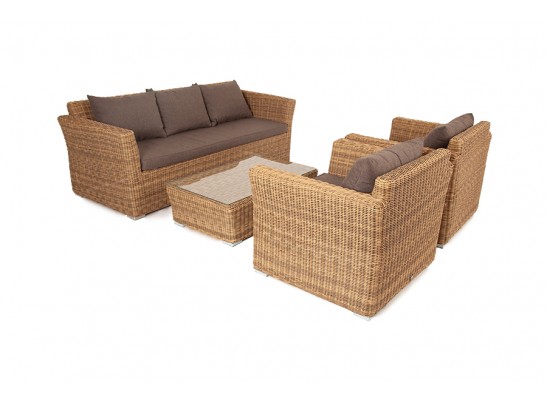 "Капучино" лаунж-зона из искусственного ротанга, цвет соломенный в Каменске-Уральском