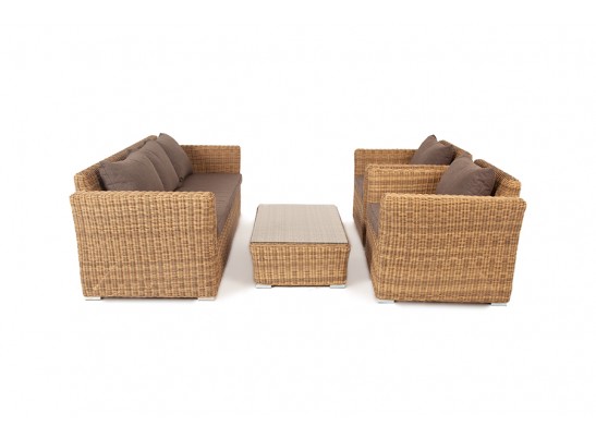 "Капучино" лаунж-зона из искусственного ротанга, цвет соломенный в Каменске-Уральском