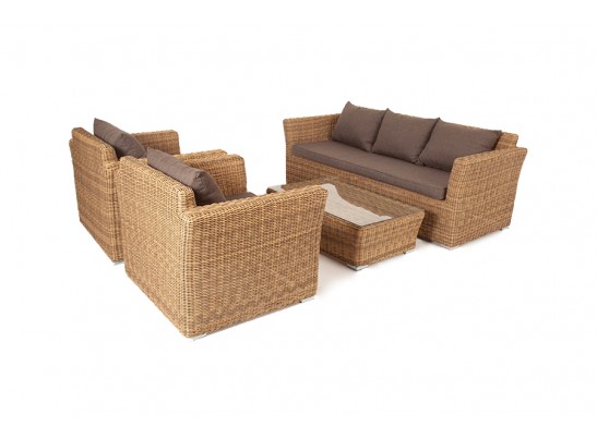 "Капучино" лаунж-зона из искусственного ротанга, цвет соломенный в Каменске-Уральском