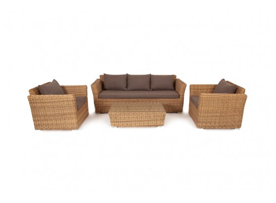 "Капучино" лаунж-зона из искусственного ротанга, цвет соломенный в Каменске-Уральском