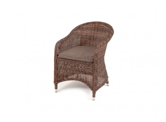 "Равенна" плетеное кресло из искусственного ротанга, цвет коричневый с серой подушкой в Каменске-Уральском