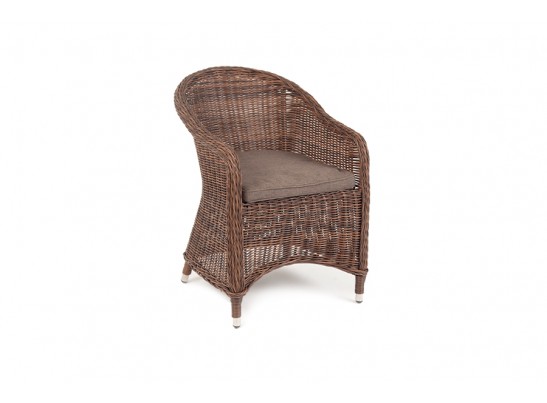 "Равенна" плетеное кресло из искусственного ротанга, цвет коричневый с серой подушкой в Каменске-Уральском