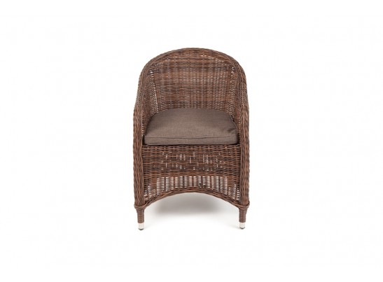 "Равенна" плетеное кресло из искусственного ротанга, цвет коричневый с серой подушкой в Каменске-Уральском