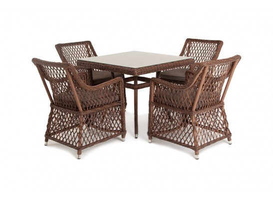"Айриш" обеденная группа плетеная на 4 персоны, цвет коричневый в Каменске-Уральском