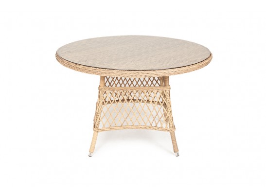 "Эспрессо" плетеный круглый стол, диаметр 118 см, цвет соломенный в Каменске-Уральском