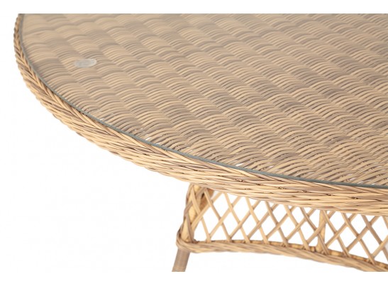 "Эспрессо" плетеный круглый стол, диаметр 150 см, цвет соломенный в Каменске-Уральском