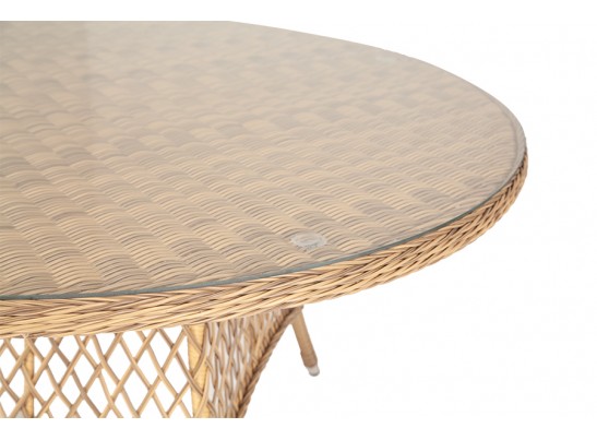 "Эспрессо" плетеный круглый стол, диаметр 150 см, цвет соломенный в Каменске-Уральском