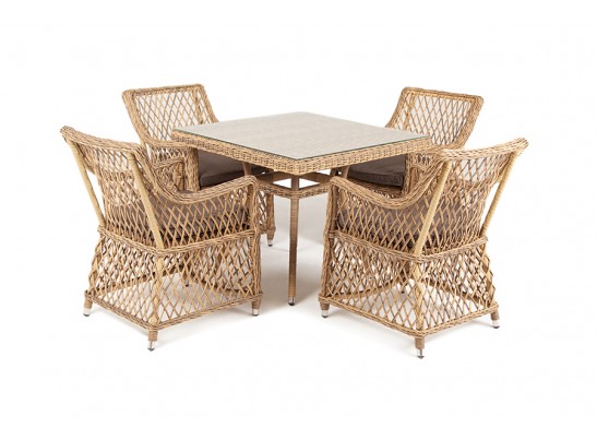 "Айриш" обеденная группа плетеная на 4 персоны, цвет соломенный в Каменске-Уральском