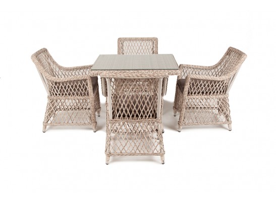 "Айриш" обеденная группа плетеная на 4 персоны, цвет бежевый в Каменске-Уральском