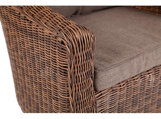 "Равенна" плетеное кресло из искусственного ротанга, цвет коричневый с серой подушкой в Каменске-Уральском