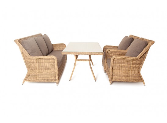 "Гляссе" обеденная группа из искусственного ротанга, цвет соломенный в Каменске-Уральском