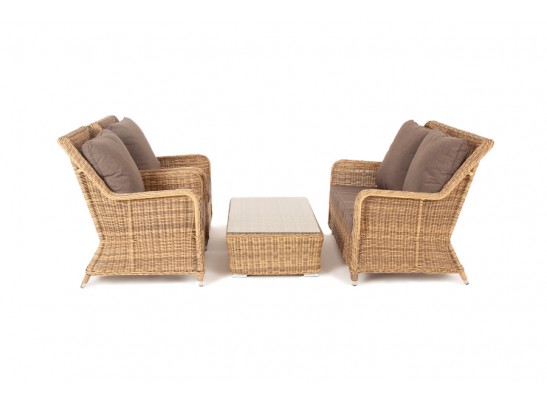 "Гляссе Сингл" лаунж-зона из искусственного ротанга, цвет соломенный в Каменске-Уральском