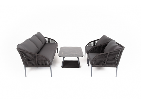 "Канны" лаунж-зона 5-местная плетеная из роупа (веревки), цвет темно-серый в Каменске-Уральском