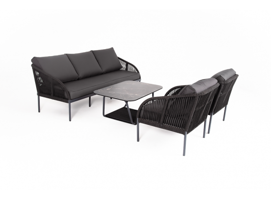 "Канны" лаунж-зона 5-местная плетеная из роупа (веревки), цвет темно-серый в Каменске-Уральском