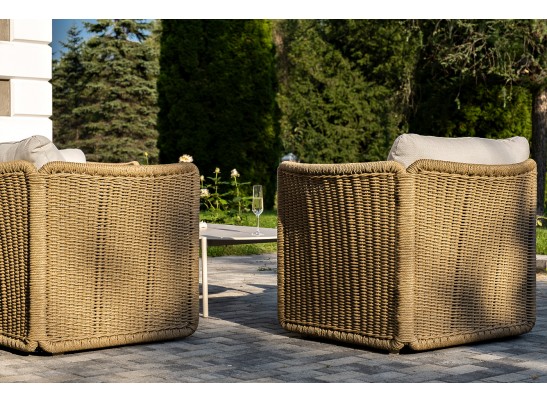 "Аликанте" лаунж-зона из искусственного ротанга, цвет соломенный в Каменске-Уральском