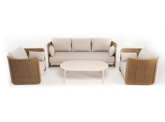 "Аликанте" лаунж-зона из искусственного ротанга, цвет соломенный в Каменске-Уральском