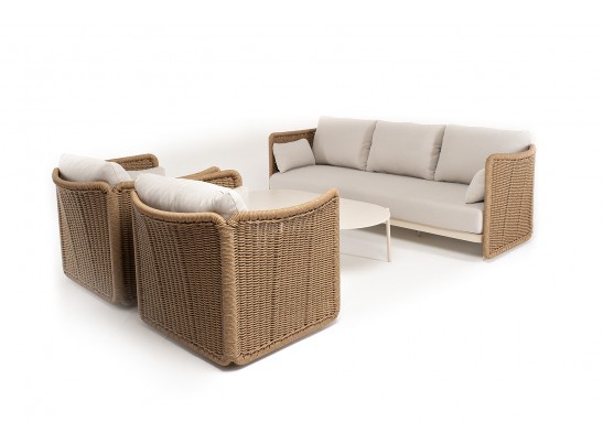 "Аликанте" лаунж-зона из искусственного ротанга, цвет соломенный в Каменске-Уральском