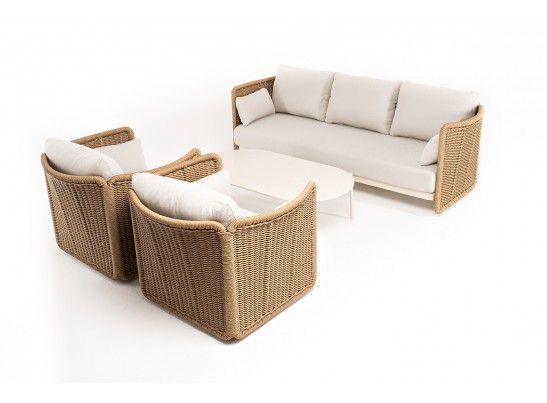 "Аликанте" лаунж-зона из искусственного ротанга, цвет соломенный в Каменске-Уральском