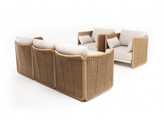 "Аликанте" лаунж-зона из искусственного ротанга, цвет соломенный в Каменске-Уральском