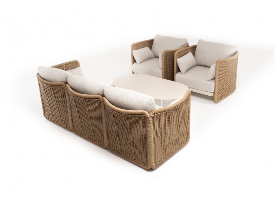 "Аликанте" лаунж-зона из искусственного ротанга, цвет соломенный в Каменске-Уральском