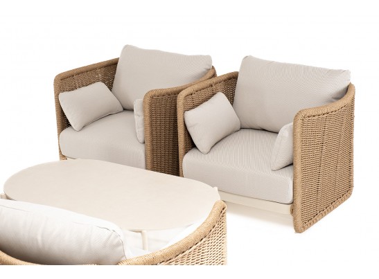 "Аликанте" лаунж-зона из искусственного ротанга, цвет соломенный в Каменске-Уральском