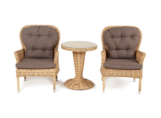 "Алиса" кофейный комплект из искусственного ротанга, цвет соломенный в Каменске-Уральском