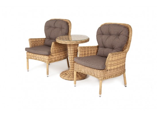 "Алиса" кофейный комплект из искусственного ротанга, цвет соломенный в Каменске-Уральском