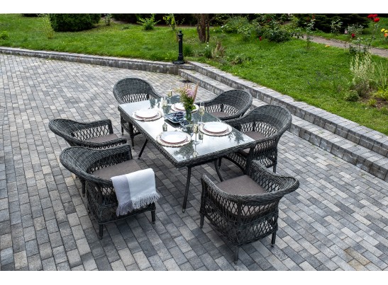 "Амароне" обеденная группа из искусственного ротанга на 6 персон, цвет графит в Каменске-Уральском
