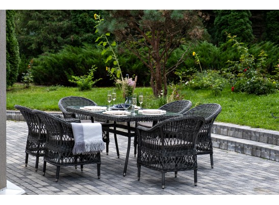 "Амароне" обеденная группа из искусственного ротанга на 6 персон, цвет графит в Каменске-Уральском