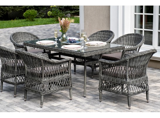 "Амароне" обеденная группа из искусственного ротанга на 6 персон, цвет графит в Каменске-Уральском