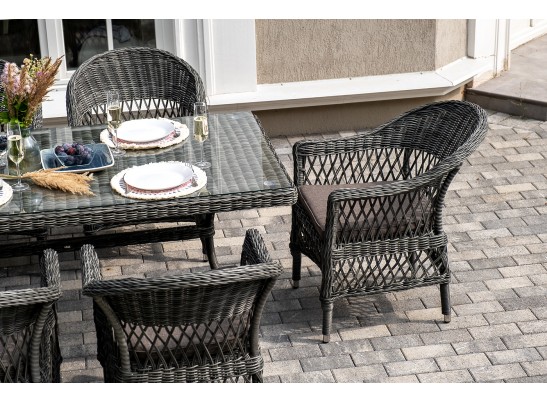 "Амароне" обеденная группа из искусственного ротанга на 6 персон, цвет графит в Каменске-Уральском