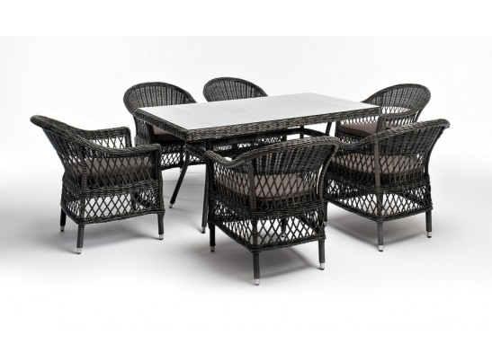 "Амароне" обеденная группа из искусственного ротанга на 6 персон, цвет графит в Каменске-Уральском
