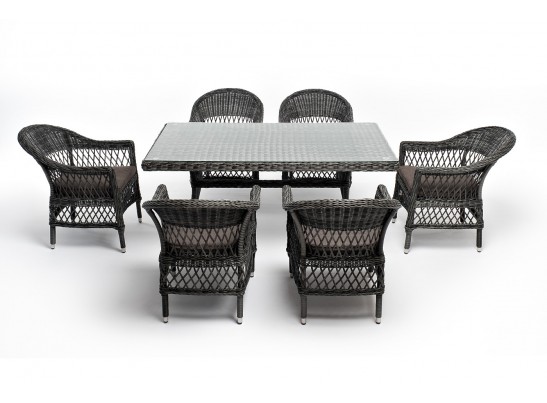"Амароне" обеденная группа из искусственного ротанга на 6 персон, цвет графит в Каменске-Уральском