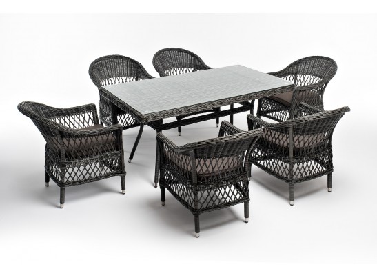 "Амароне" обеденная группа из искусственного ротанга на 6 персон, цвет графит в Каменске-Уральском