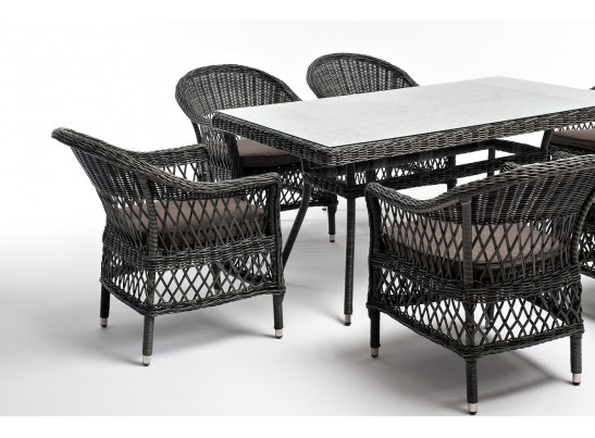 "Амароне" обеденная группа из искусственного ротанга на 6 персон, цвет графит в Каменске-Уральском