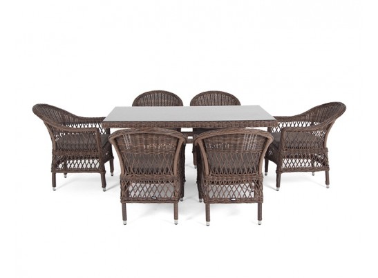 "Амароне" обеденная группа из искусственного ротанга на 6 персон, цвет коричневый в Каменске-Уральском