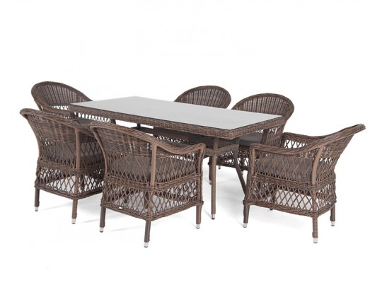 "Амароне" обеденная группа из искусственного ротанга на 6 персон, цвет коричневый в Каменске-Уральском