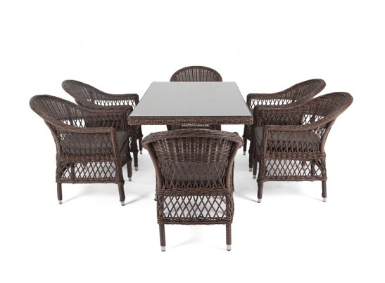 "Амароне" обеденная группа из искусственного ротанга на 6 персон, цвет коричневый в Каменске-Уральском