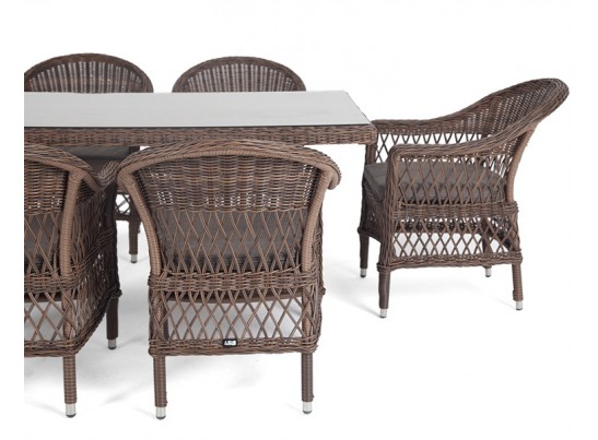 "Амароне" обеденная группа из искусственного ротанга на 6 персон, цвет коричневый в Каменске-Уральском