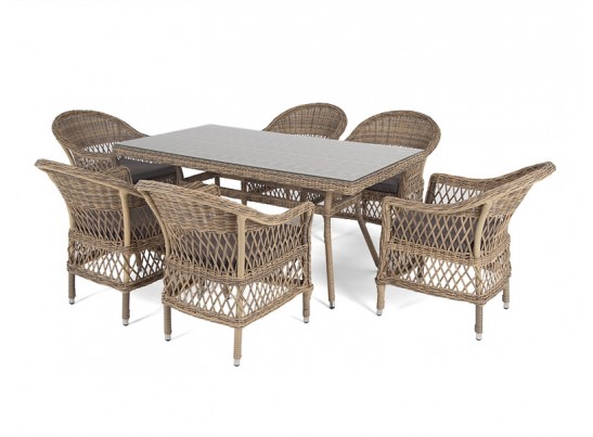 "Амароне" обеденная группа из искусственного ротанга на 6 персон, цвет соломенный в Каменске-Уральском