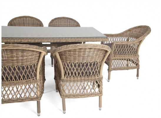 "Амароне" обеденная группа из искусственного ротанга на 6 персон, цвет соломенный в Каменске-Уральском