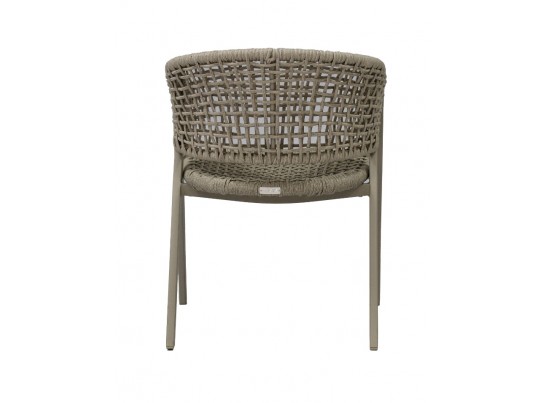 "Амстердам" стул плетеный из роупа, каркас алюминий, роуп серый круглый, ткань бежевая в Каменске-Уральском