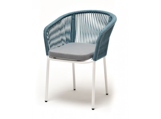 "Аркобалено" обеденная группа на 4 персоны со стульями "Марсель", каркас белый, роуп цветной в Каменске-Уральском