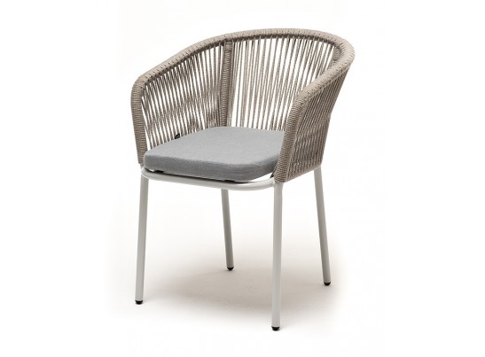 "Аркобалено" обеденная группа на 4 персоны со стульями "Марсель", каркас белый, роуп цветной в Каменске-Уральском