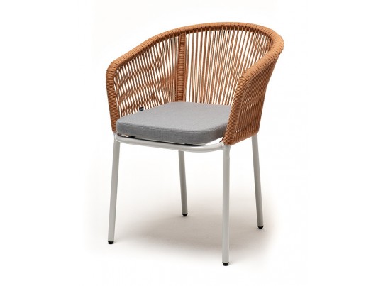 "Аркобалено" обеденная группа на 4 персоны со стульями "Марсель", каркас белый, роуп цветной в Каменске-Уральском