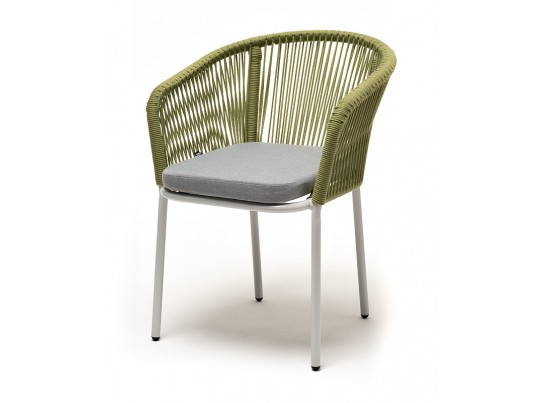 "Аркобалено" обеденная группа на 4 персоны со стульями "Марсель", каркас белый, роуп цветной в Каменске-Уральском