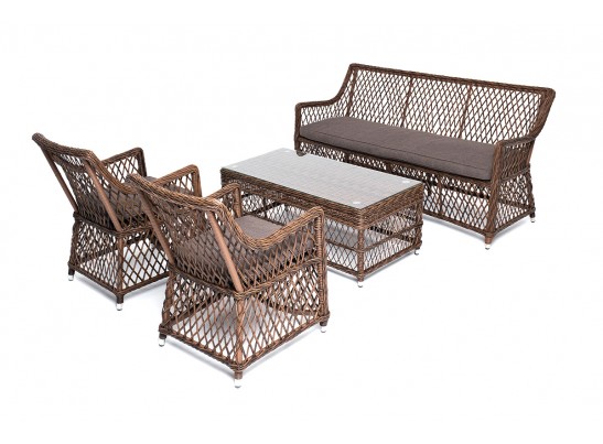 "Асти" лаунж-зона из искусственного ротанга на 4 персоны, цвет коричневый в Каменске-Уральском
