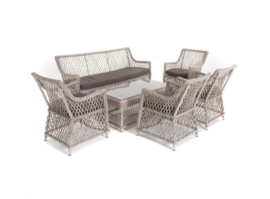 "Асти" лаунж-зона из искусственного ротанга на 6 персоны, цвет бежевый в Каменске-Уральском