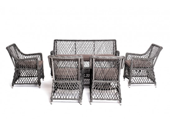 "Асти" лаунж-зона из искусственного ротанга на 6 персоны, цвет графит в Каменске-Уральском